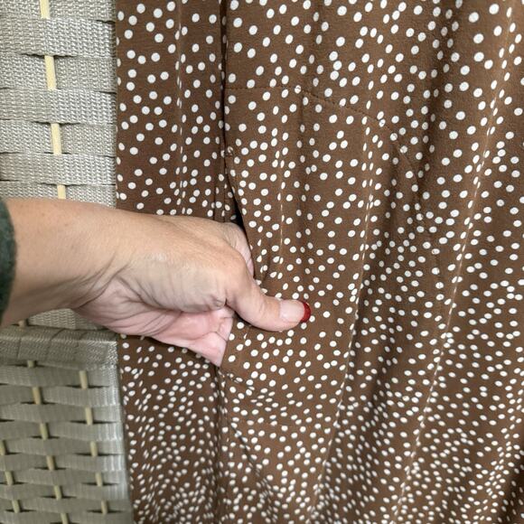 J. Jill Wearever Short Sleeve Shift Dress Size XL Petite Brown Polk Dot Pockets - Picture 4 of 9